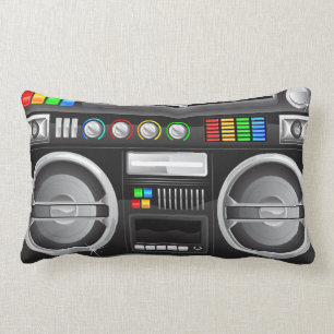 Coussin Rectangle rétro arc-en-ciel boutons boombox ghetto master