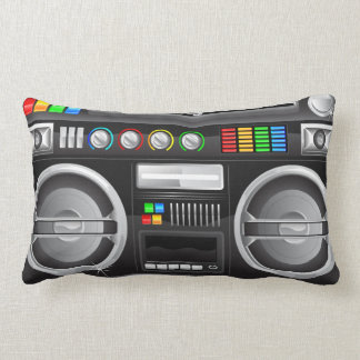 Coussin Rectangle rétro arc-en-ciel boutons boombox ghetto master