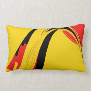Coussin Rectangle Rétro art abstrait noir jaune rouge