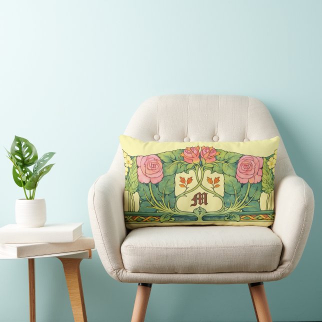 Coussin Rectangle Retro Arts & Crafts ou frise florale Craftsman (Chaise)