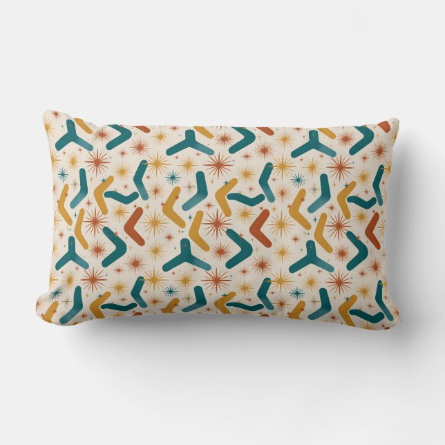 Coussin Rectangle Rétro Boomerang & Starburst Milieu de Siècle Moder (Recto)
