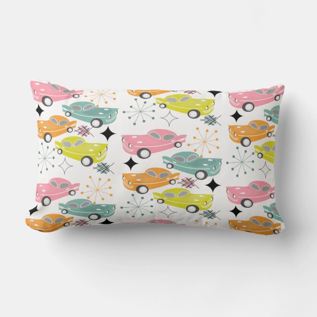 Coussin Rectangle Retro Cars Starburst atomique moderne milieu du si (Recto)
