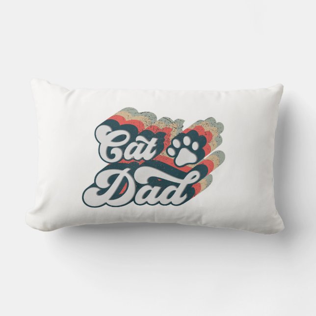 Coussin Rectangle Retro Chat Papa, Chat Papa Sublimation Design