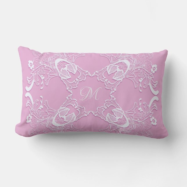 Coussin Rectangle Rétro conception rose florale de dentelle (Recto)