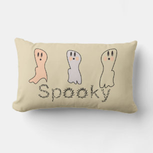 Coussin Rectangle Retro Ghost Hand Lettering Fantôme Brun 