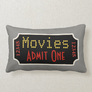 Coussin Rectangle Retro Grey Accueil Théâtre Movie Ticket Cinéma Cou