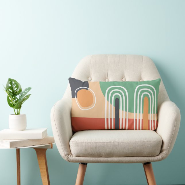 Coussin Rectangle Rétro ligne arc-en-ciel bohème (Chaise)