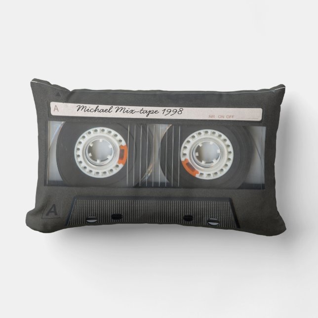 Coussin Rectangle Rétro mélange-bande personnalisée de cassette (Recto)