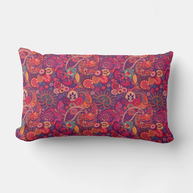 Coussin Rectangle Retro Paisley Reds (Recto)