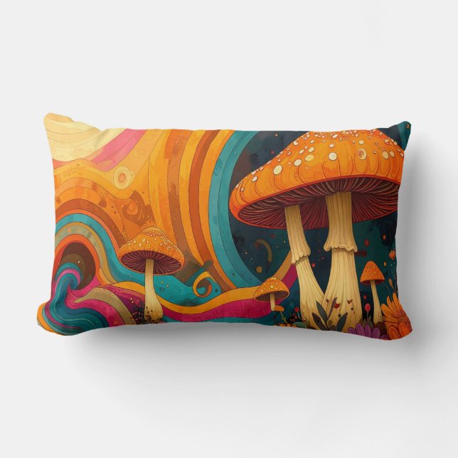 Coussin Rectangle Retro Psychedelic Swirls Throw Cushion  (Recto)