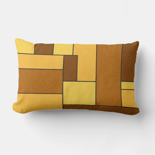 COUSSIN RECTANGLE RETRO RECTANGLES ORANGES JAUNES BROWN TEM MOTIF (Recto)