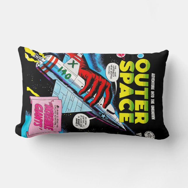 Coussin Rectangle Retro Sci-Fi Adventure Outer Space Comics Couvertu (Recto)