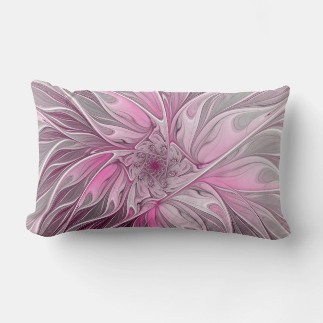 Coussin Rectangle Rêve de fleur rose fractale, Motif Imaginaire flor (Recto)