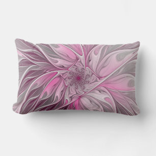 Coussin Rectangle Rêve de fleur rose fractale, Motif Imaginaire flor