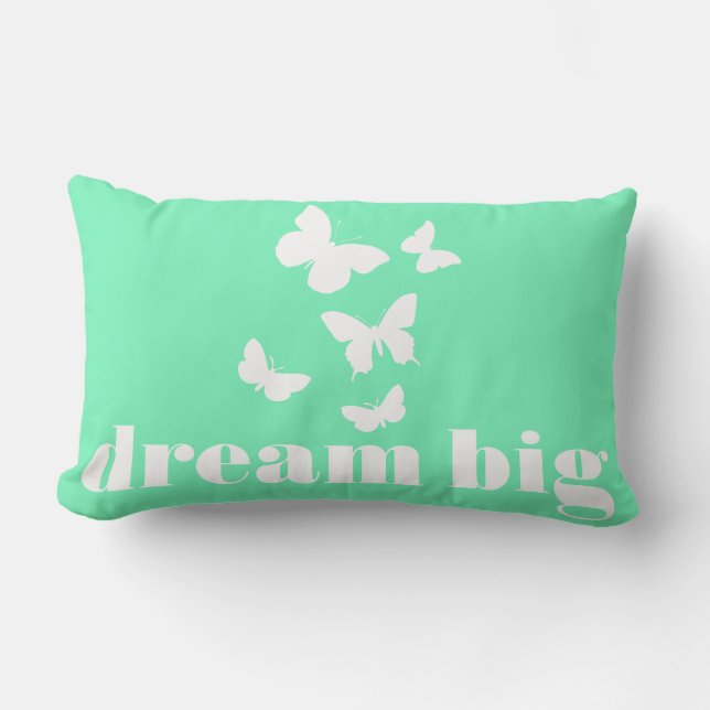Coussin Rectangle Rêve mignonne et inspirant Gros avec papillons (Recto)