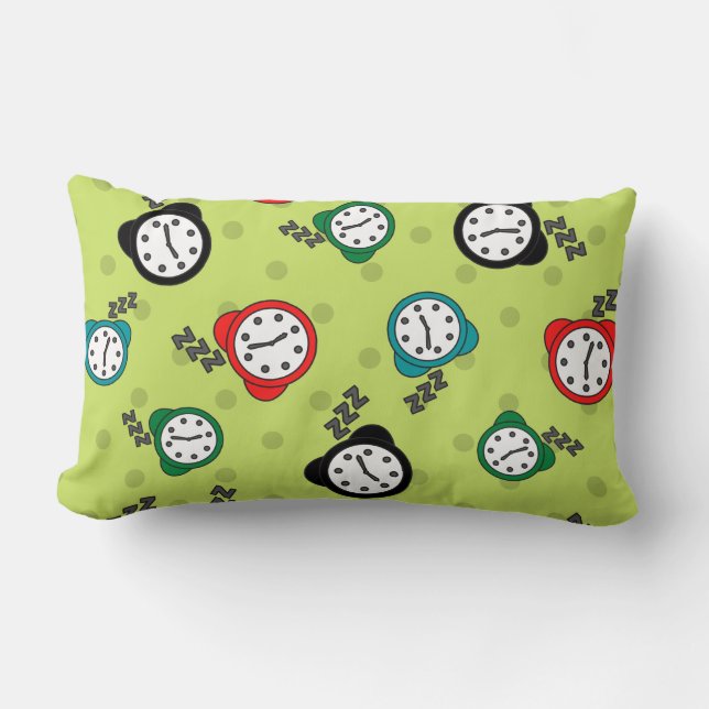 Coussin Rectangle Réveil adorable vert bleu rouge motif (Recto)