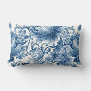 Coussin Rectangle Rêves bleus Chinoiserie Florale Aquarelle