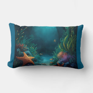 Coussin Rectangle Rêves d'Océan, Étoiles de Mer Tropicales et Algues