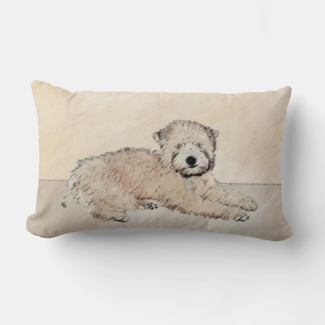Coussin Rectangle Revêtu doux Roue Peinture Terrier Art original (Recto)