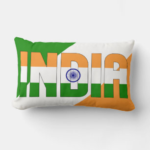Coussin Rectangle Rêvez en couleur avec le drapeau indien