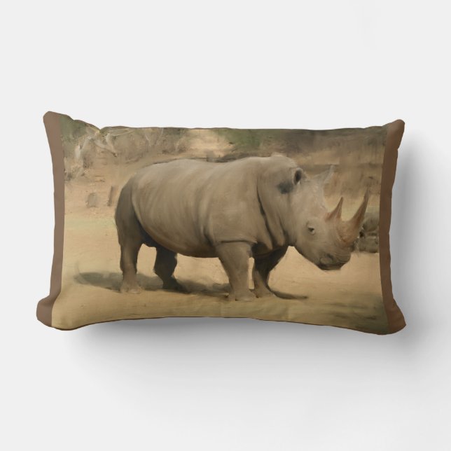 Coussin Rectangle Rhinocéros africain (Recto)