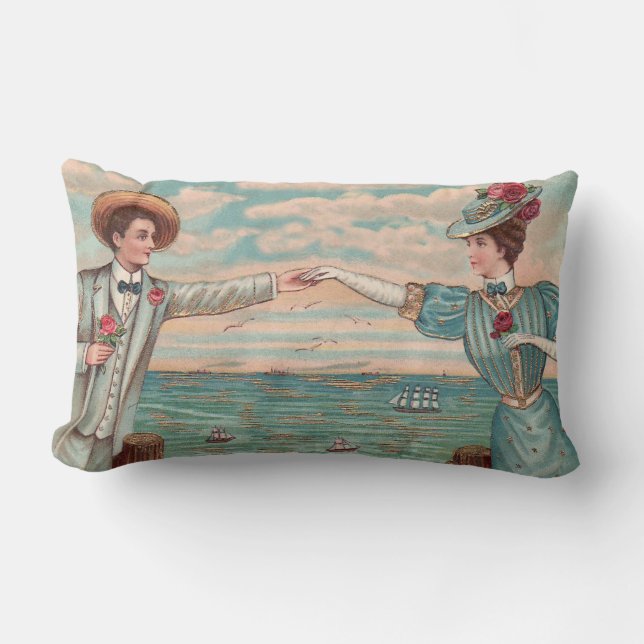 Coussin Rectangle Robe de mariage d'amour de plage victorienne Coupl (Recto)