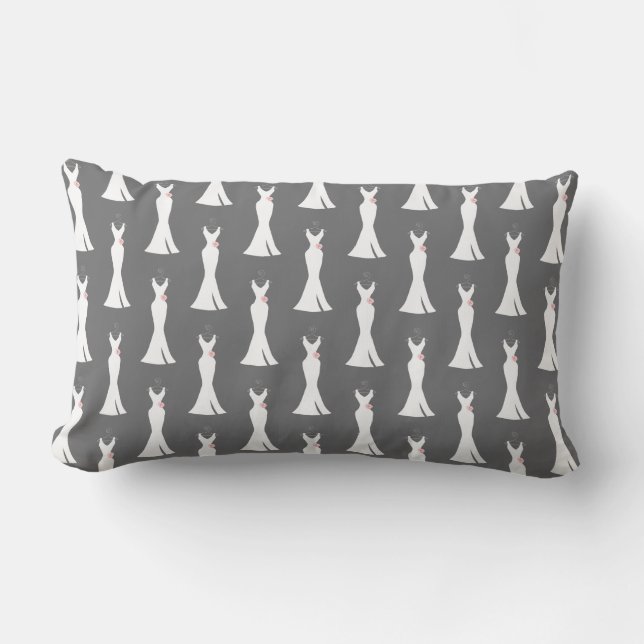 Coussin Rectangle Robes de soirée élégantes sur un motif gris stylé (Recto)