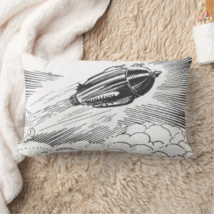 Coussin Rectangle Rocket de vaisseau spatial de science-fiction vint