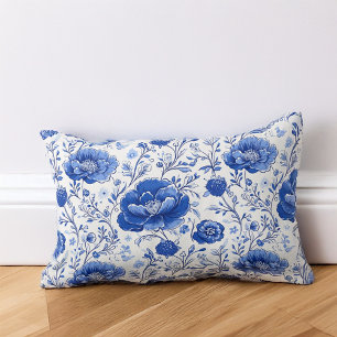 Coussin Rectangle Rococo Blue Floral Elégance