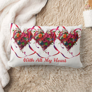 Coussin Rectangle Romantic Floral Heart