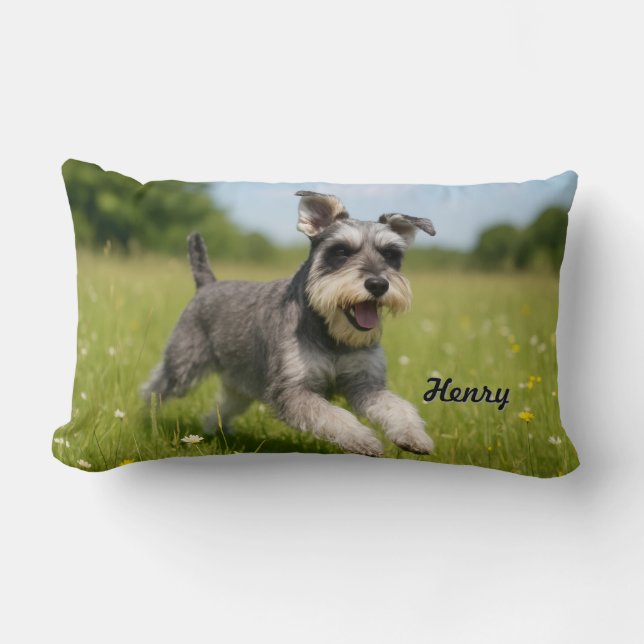 Coussin Rectangle Romping Schnauzer personnalisé (Recto)