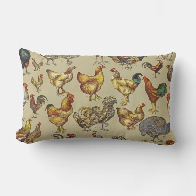 Coussin Rectangle Rooster Poulet de la ferme Pays Animal (Recto)