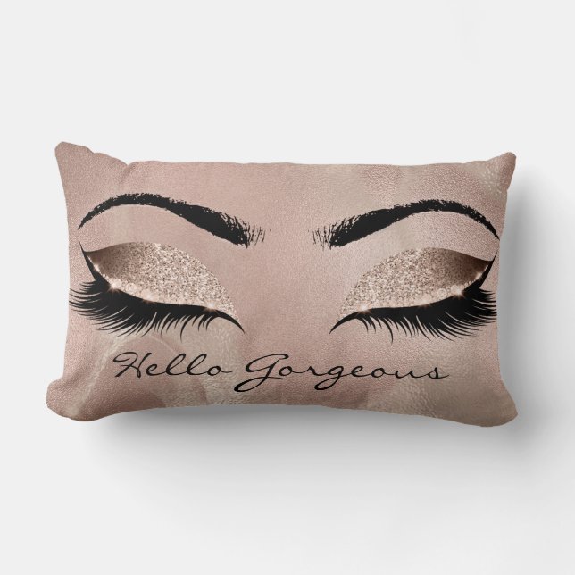 Coussin Rectangle Rose Beauté Marbre Maquillage Lashes Hello Gorgey (Recto)