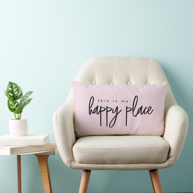 Coussin Rectangle Rose C'est mon Happy Place Moderne Simple dortoir (Chaise)