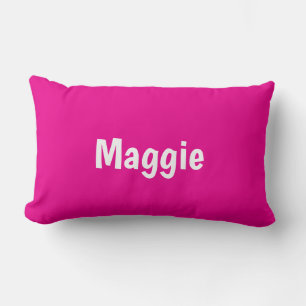 Coussin Rectangle Rose Chaude Moderne Nom Personnalisé
