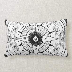 Coussin Rectangle Rose de boussole - carreau de rectangle (blanc)