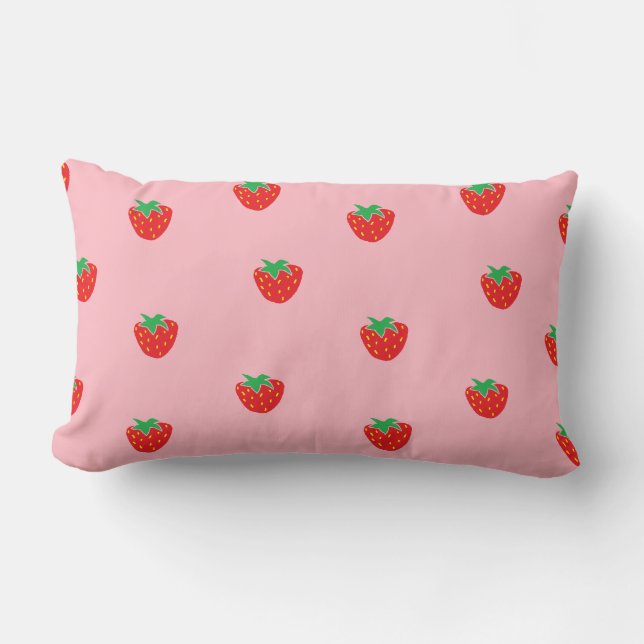 Coussin Rectangle Rose de fraises (Recto)