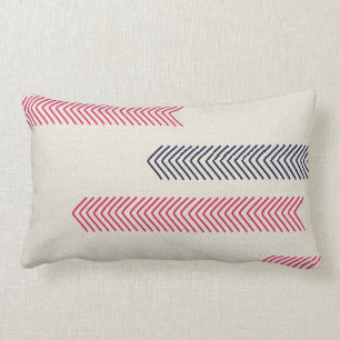 Coussin Rectangle Rose et flèches tribales aztèques de marine