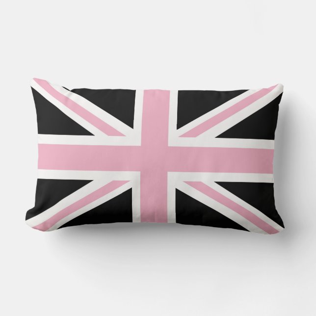 Coussin Rectangle Rose et noir BRITANNIQUES de drapeau d'Union Jack (Recto)