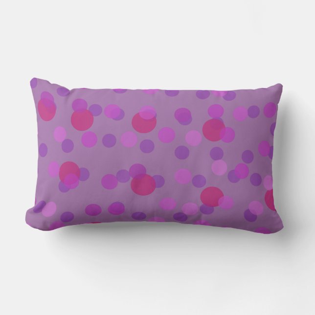 Coussin Rectangle rose et pois violet (Recto)