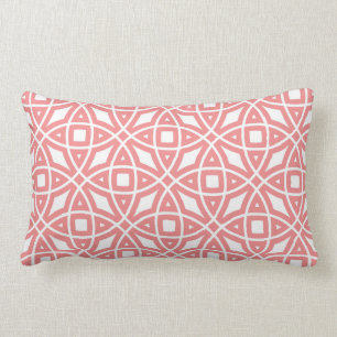 Coussin Rectangle Rose géométrique oriental de corail de motif