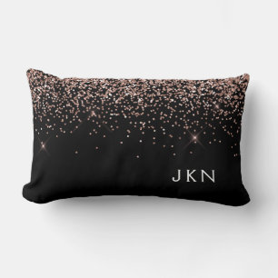 Coussin Rectangle Rose Gold Blush Pink Black Parties scintillant Mon