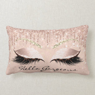 Coussin Rectangle Rose Gold Drips de maquillage cils Bonjour merveil