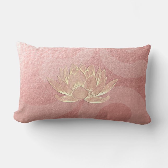 Coussin Rectangle Rose Gold Lotus Yoga Studio Méditation Instructeur (Recto)