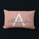 Coussin Rectangle Rose Gold Sparkle Parties scintillant Monogramme N<br><div class="desc">Rose Gold Sparkle Parties scintillant Nom du monogramme et Coussin initial. La coussin est un cadeau parfait pour quelqu'un qui décorait sa chambre en or rose.</div>