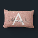 Coussin Rectangle Rose Gold Sparkle Parties scintillant Monogramme N<br><div class="desc">Rose Gold Sparkle Parties scintillant Nom du monogramme et Coussin initial. La coussin est un cadeau parfait pour quelqu'un qui décorait sa chambre en or rose.</div>