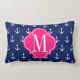 Coussin Rectangle Rose nautique Girly de marine d'Ancres