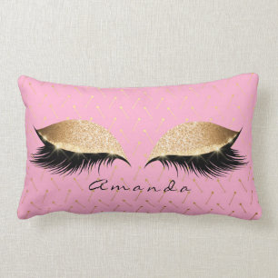 Coussin Rectangle Rose nommé de rose de princesse Gold Glitter Blac