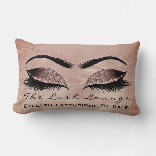 Coussin Rectangle Rose Parties scintillant or Marbre maquillage Lash (Recto)