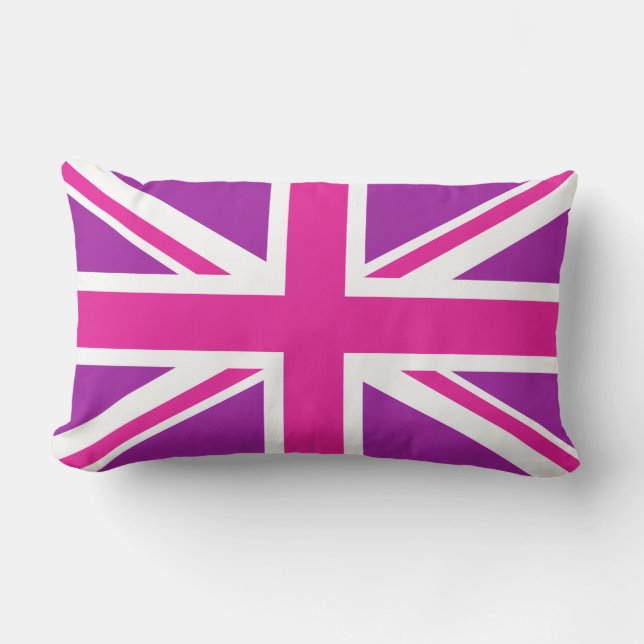 Coussin Rectangle Rose, pourpre et blanc de drapeau d'Union Jack (Recto)